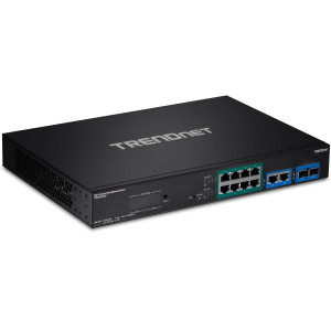 TRENDnet TPE-3012LS 12-Port Gigabit Poe+ Surveillance Switch, 8x Gigabit PoE+, 2x Gigabit, 2 SFP, 30W/Port, Rackmount